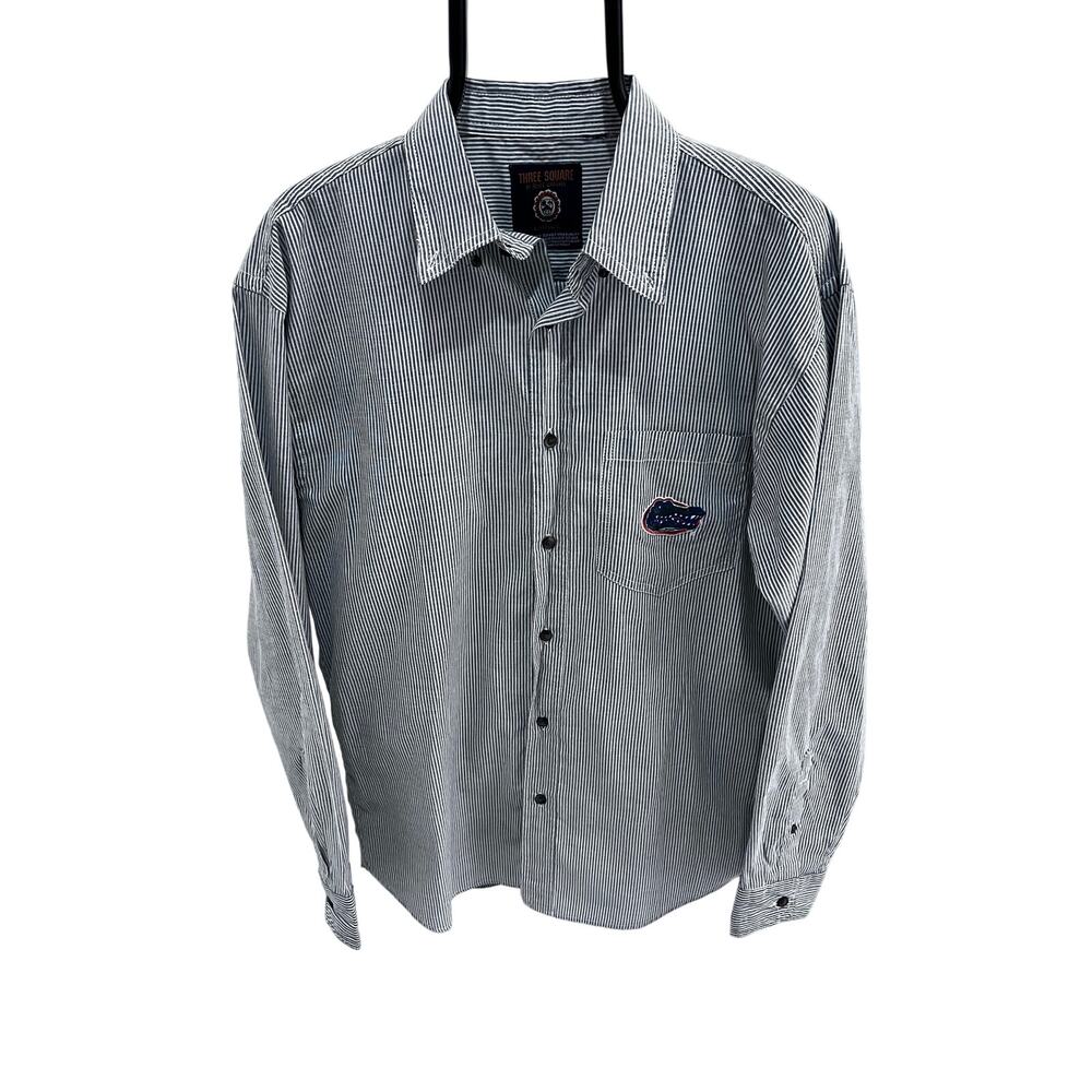 Three Square University Of Florida Gators Men's LG Navy White Dress Shirt
